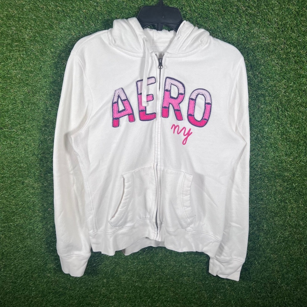Women's White and Pink Hoodie